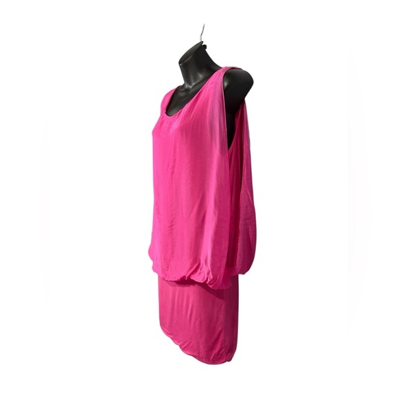 M Made in Italy, Fuchsia Silk And Viscose Tunic Dress, Medium, Pink - Picture 5 of 8